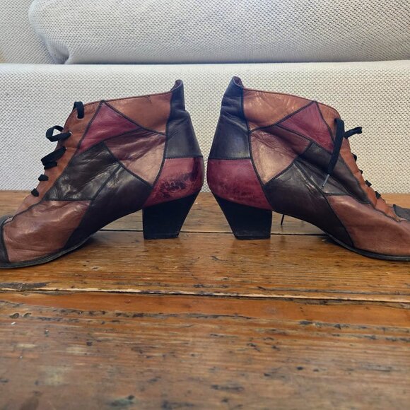 Maripe Vintage Soft Leather Patchwork Heels Retro style, perfect for Autumn! - Picture 8 of 11